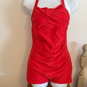 Elegant Red Women's Halter Swimsuit